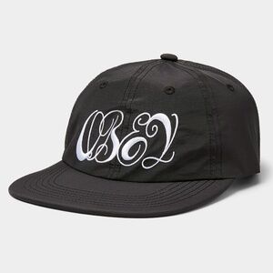 Obey unisex black and white cursive logo nylon cap hat NWT